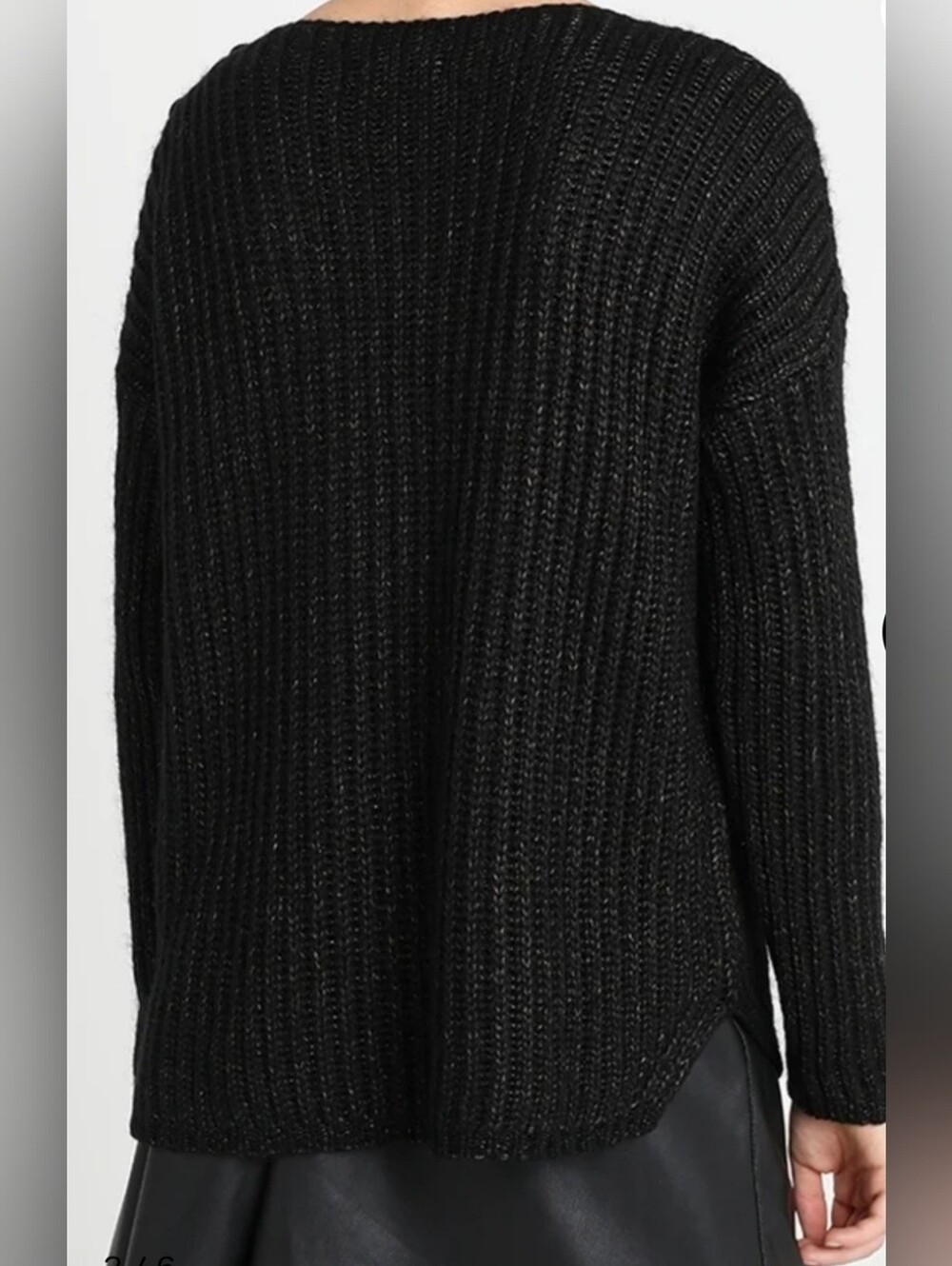 MOS MOSH Black Ribbed Button-Shoulder Sweater - Picture 2 of 10